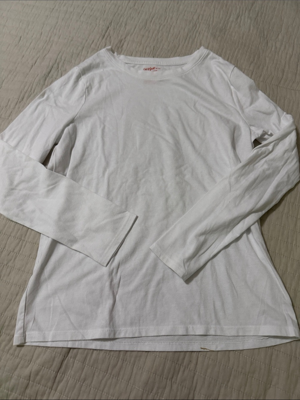 Cat & Jack Classic Long-Sleeve Crewneck Shirt - White size xl